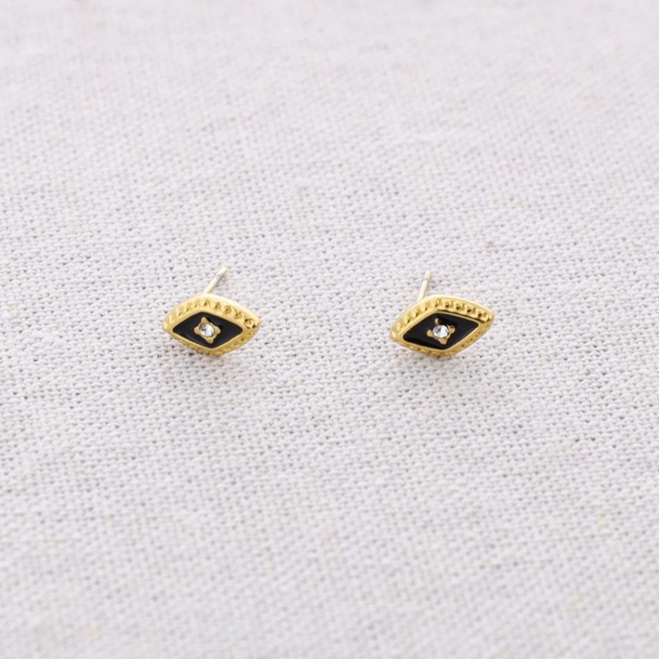 PENDIENTES ACERO ROMBO ESMALTE CRISTAL