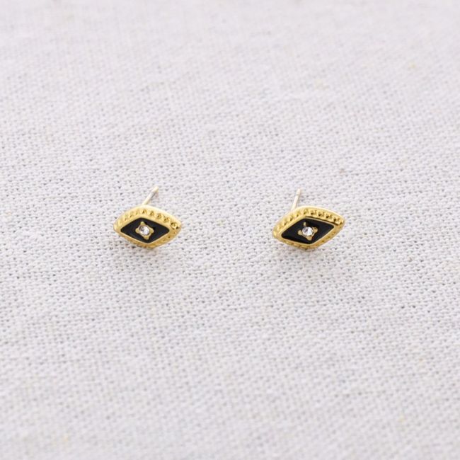 PENDIENTES ACERO ROMBO ESMALTE CRISTAL