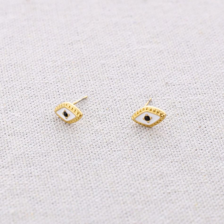 PENDIENTES ACERO ROMBO ESMALTE CRISTAL