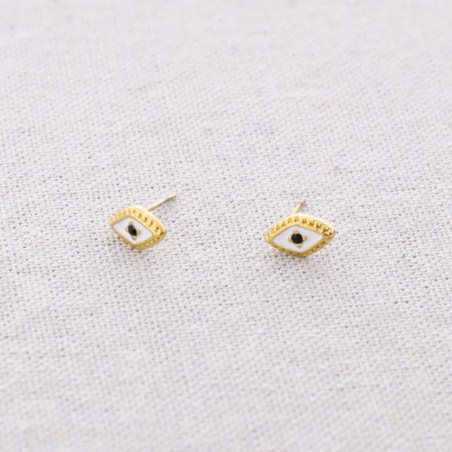 PENDIENTES ACERO ROMBO ESMALTE CRISTAL