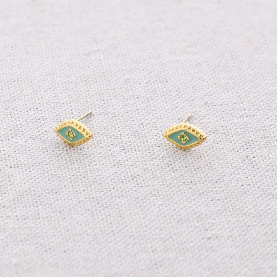 STEEL RHOMBUS ENAMEL CRYSTAL EARRINGS