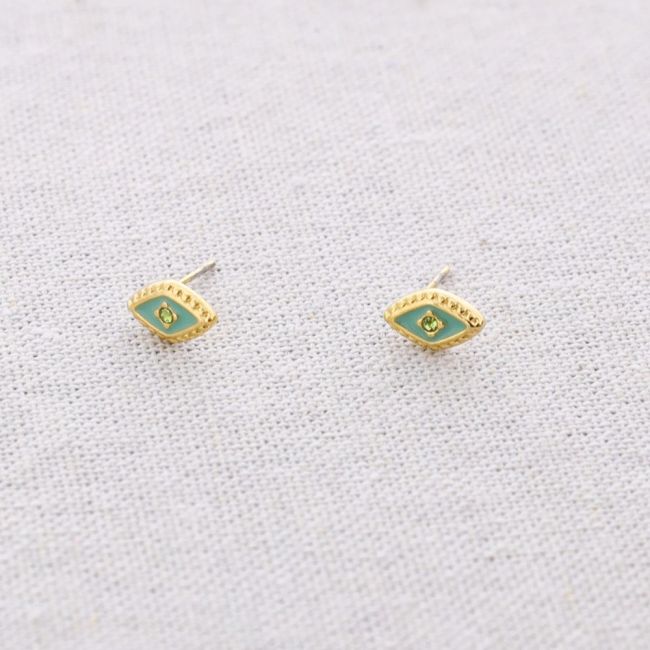 STEEL RHOMBUS ENAMEL CRYSTAL EARRINGS
