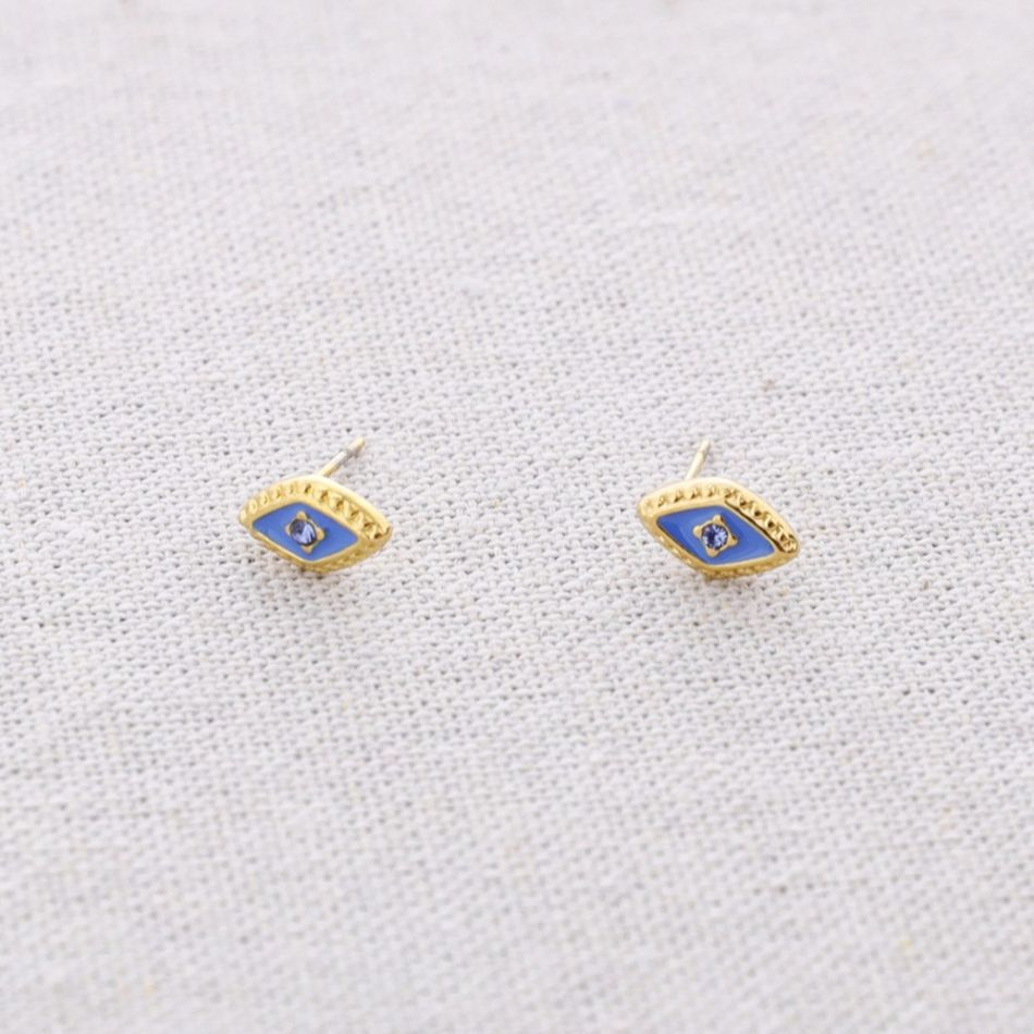 PENDIENTES ACERO ROMBO ESMALTE CRISTAL