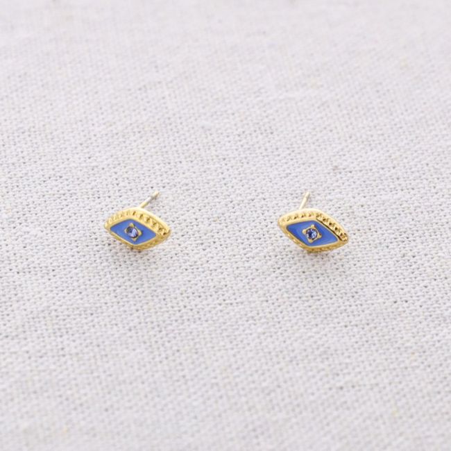 PENDIENTES ACERO ROMBO ESMALTE CRISTAL