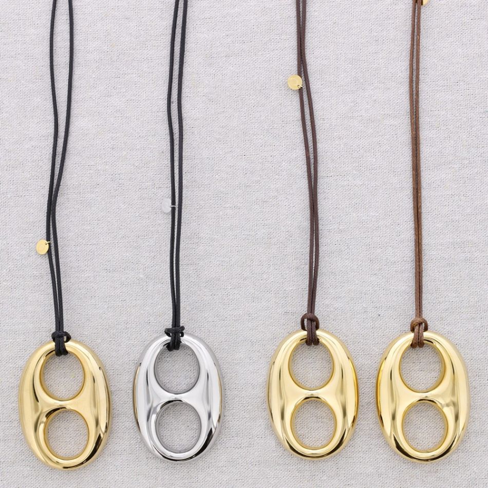 LONG STEEL NECKLACE WITH PENDANT HAWSER