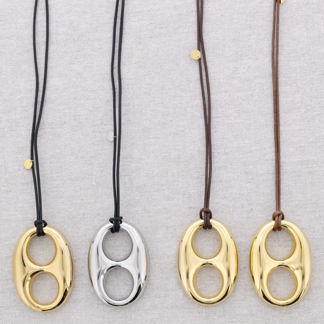 LONG STEEL NECKLACE WITH PENDANT HAWSER