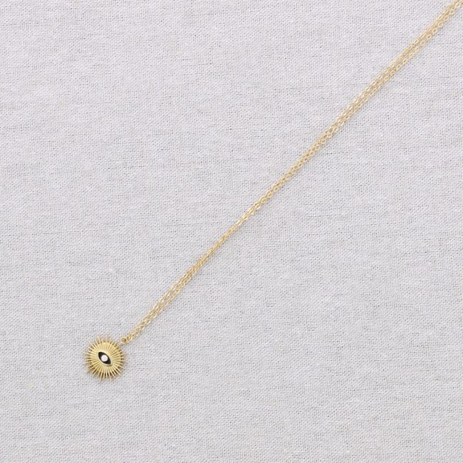 STEEL NECKLACE WITH SUN AND TURKISH EYE PENDANT