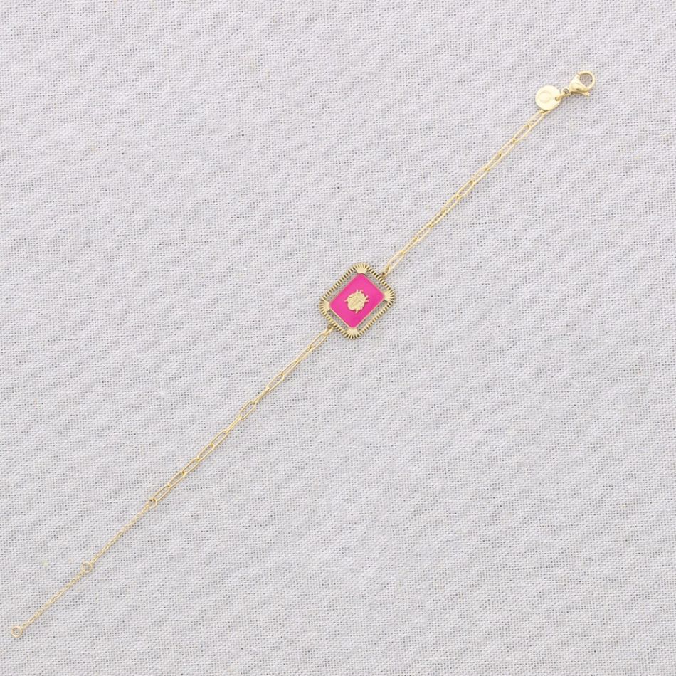 PULSERA ACERO CUADRADO BICHO ESMALTE
