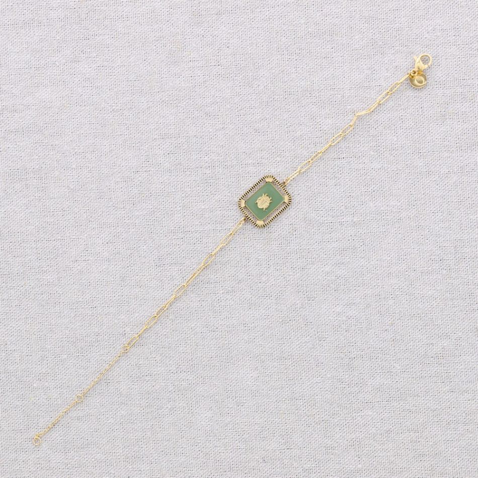 SQUARE STEEL ENAMEL BUG BRACELET