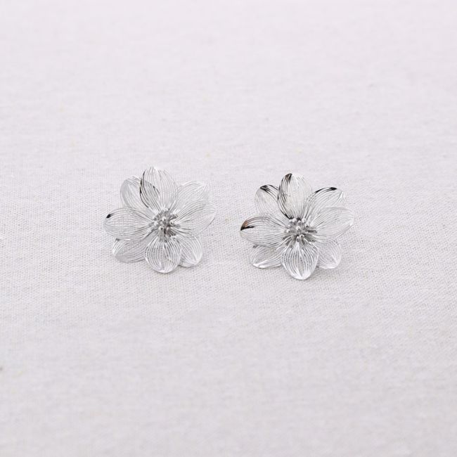PENDIENTES ACERO PRESIÓN FLOR FILIGRANA