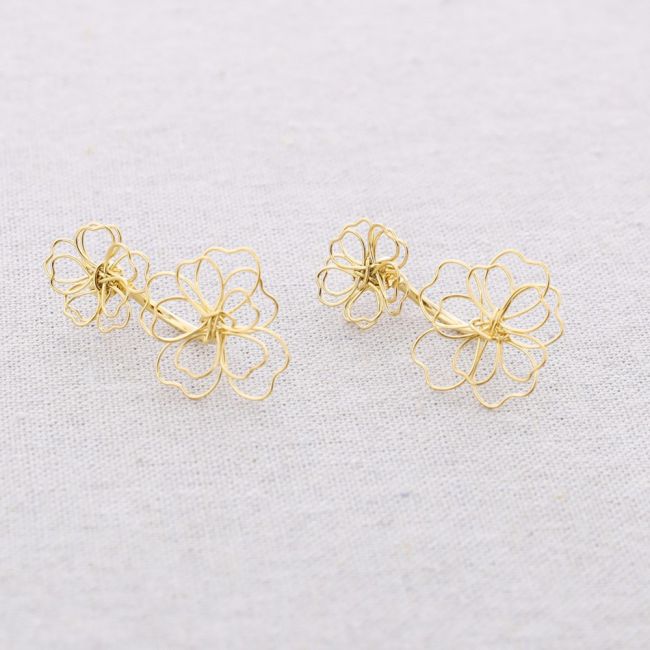 PENDIENTES ACERO PRESIÓN DOBLE FLOR