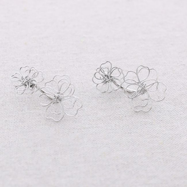 PENDIENTES ACERO PRESIÓN DOBLE FLOR