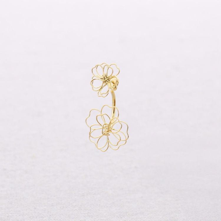 PENDIENTES ACERO PRESIÓN DOBLE FLOR