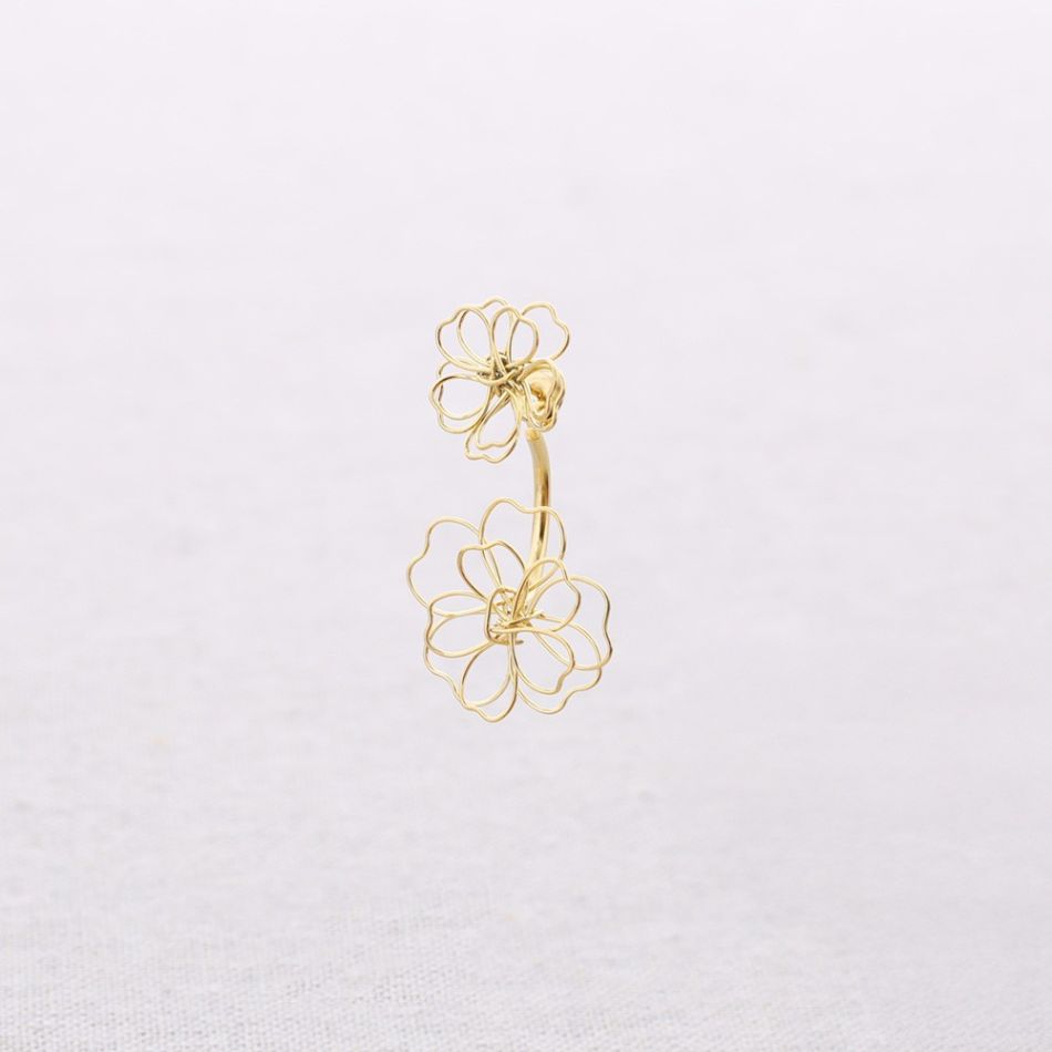 PENDIENTES ACERO PRESIÓN DOBLE FLOR