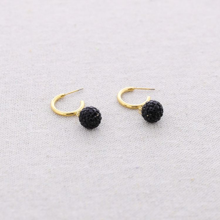 PENDIENTES ACERO ARO COLGANTE BOLA CRISTALES 2