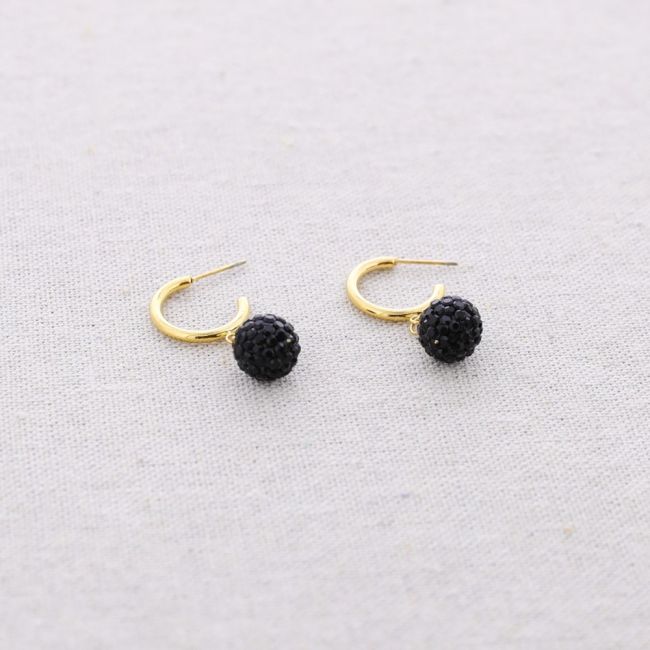 PENDIENTES ACERO ARO COLGANTE BOLA CRISTALES