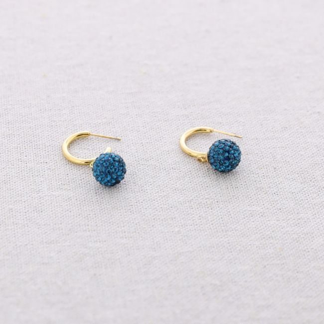 PENDIENTES ACERO ARO COLGANTE BOLA CRISTALES