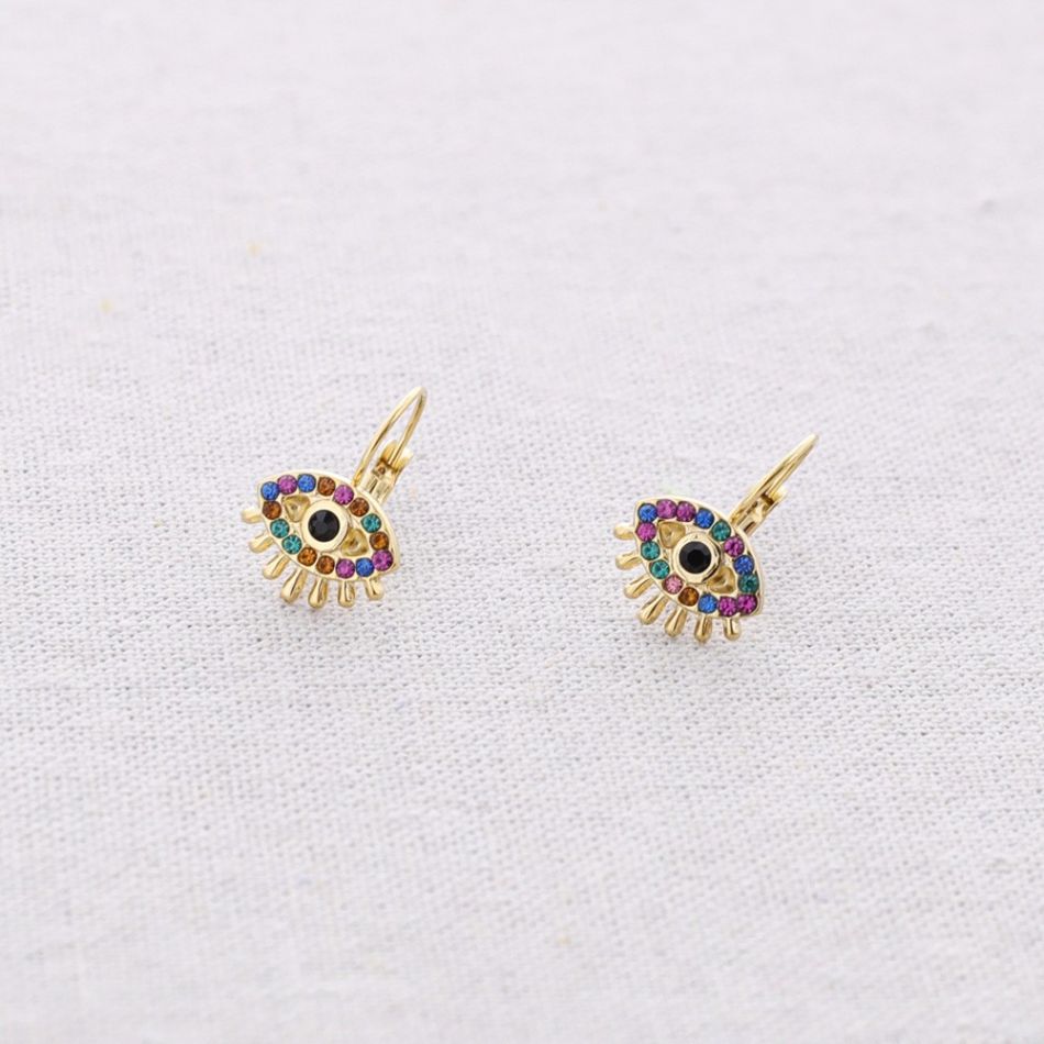 PENDIENTES ACERO OJO TURCO CRISTALES