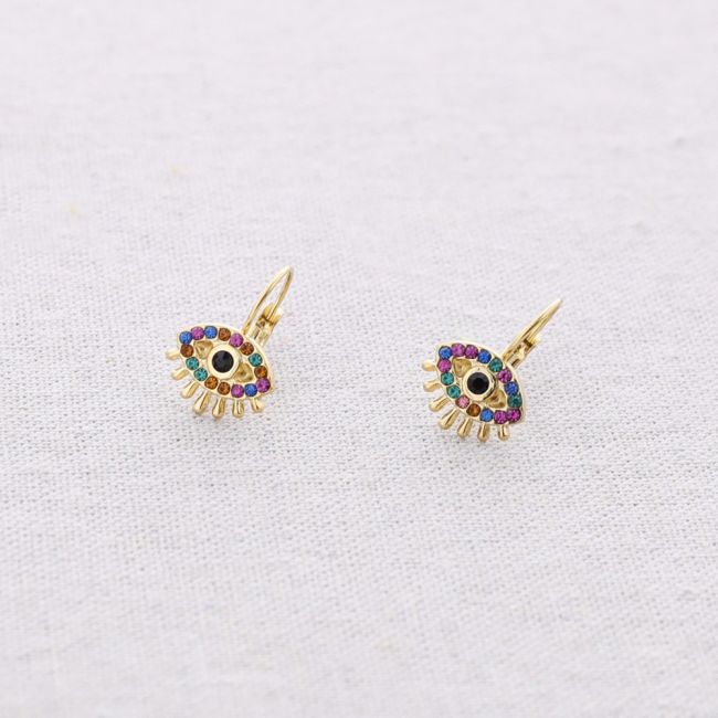 PENDIENTES ACERO OJO TURCO CRISTALES