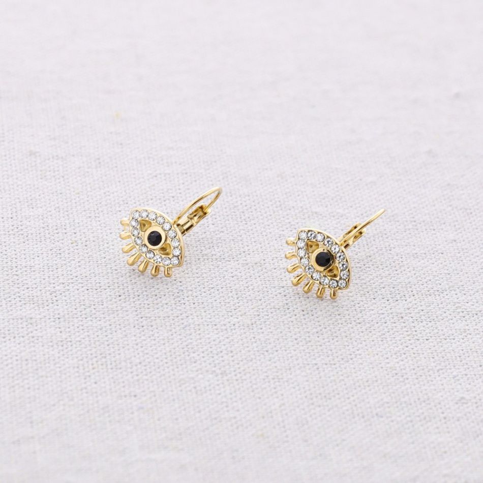 PENDIENTES ACERO OJO TURCO CRISTALES