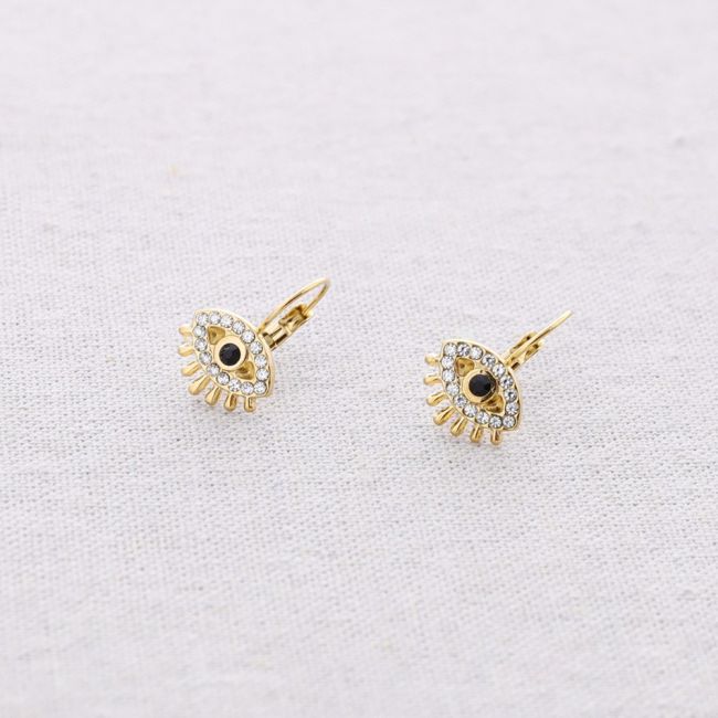 PENDIENTES ACERO OJO TURCO CRISTALES