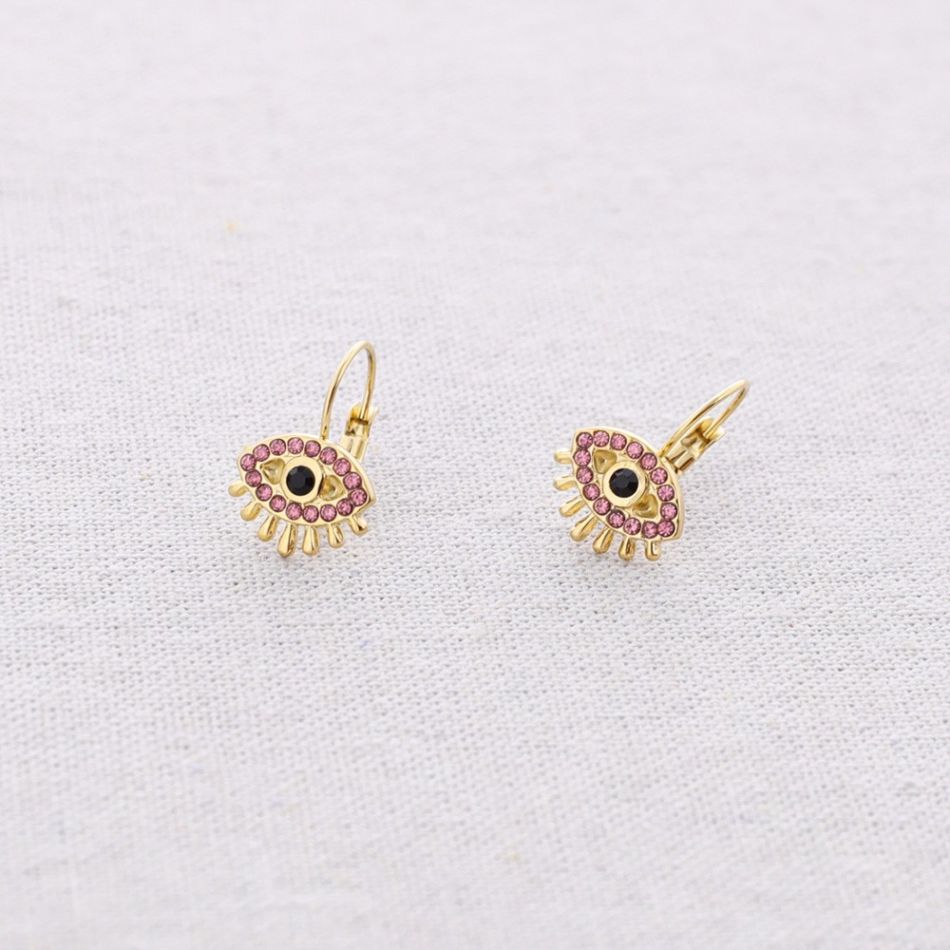 PENDIENTES ACERO OJO TURCO CRISTALES