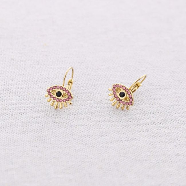 PENDIENTES ACERO OJO TURCO CRISTALES