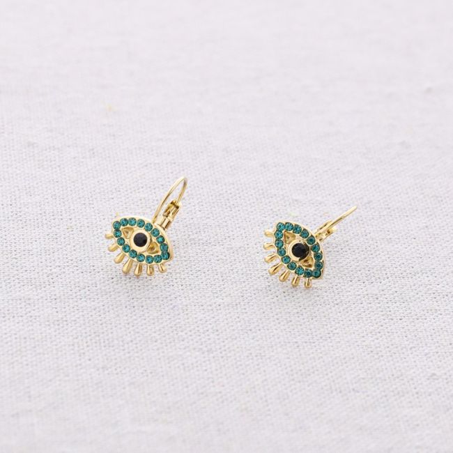 PENDIENTES ACERO OJO TURCO CRISTALES