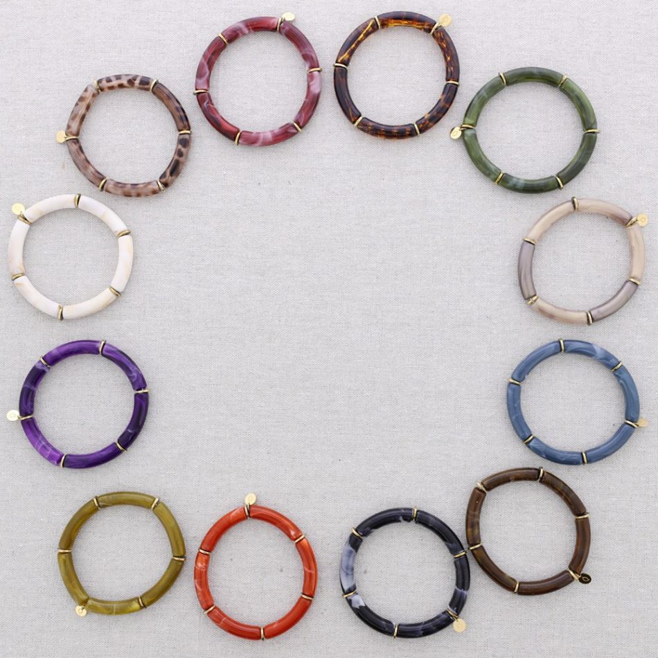 PULSERA ACERO TUBOS UNICOLOR RESINA
