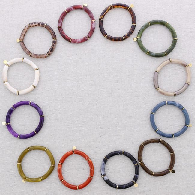 PULSERA ACERO TUBOS UNICOLOR RESINA