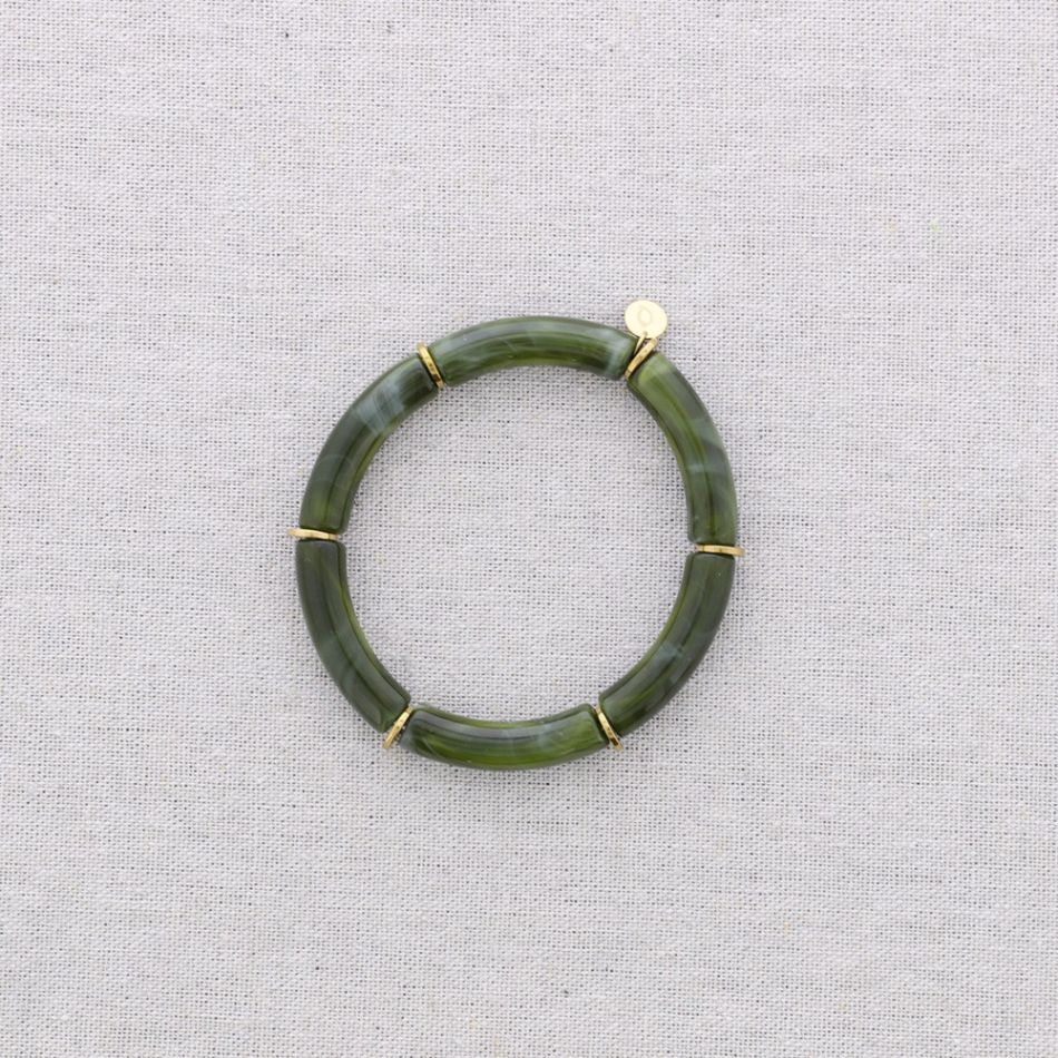 PULSERA ACERO TUBOS UNICOLOR RESINA