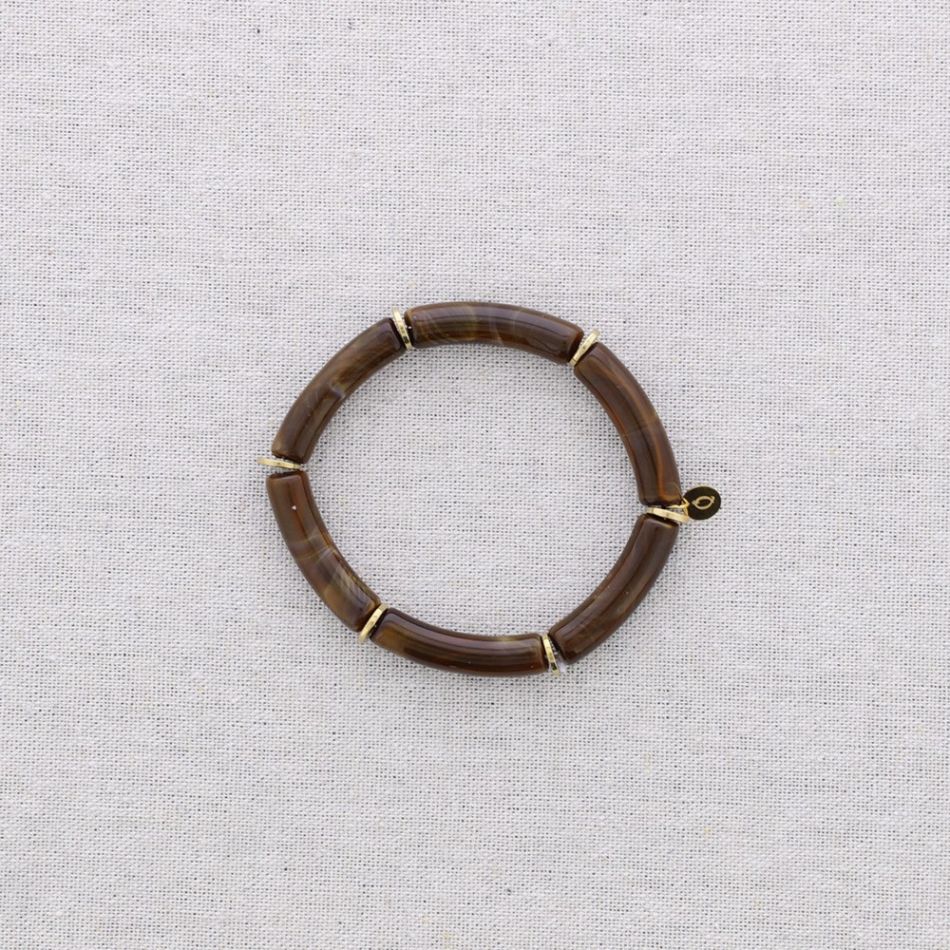 PULSERA ACERO TUBOS UNICOLOR RESINA