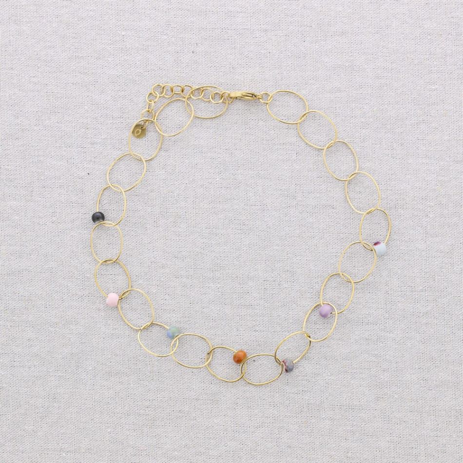 STEEL NECKLACE WITH CERAMIC LINKS