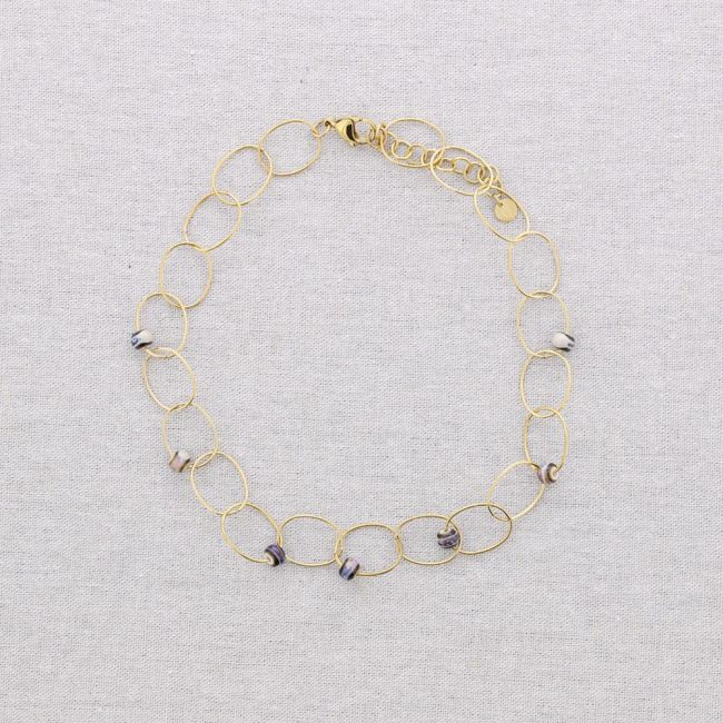 STEEL NECKLACE WITH CERAMIC LINKS