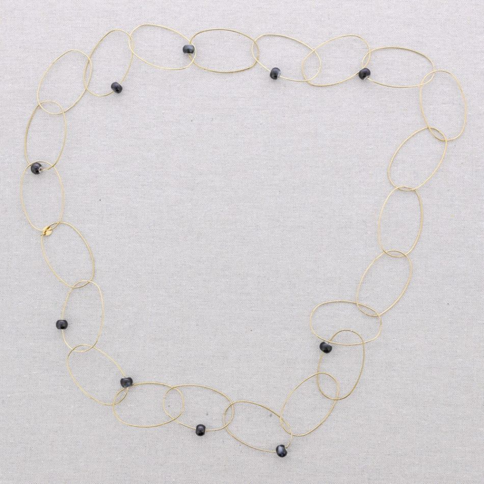 COLLAR LARGO ACERO ESLABONES CERÁMICA