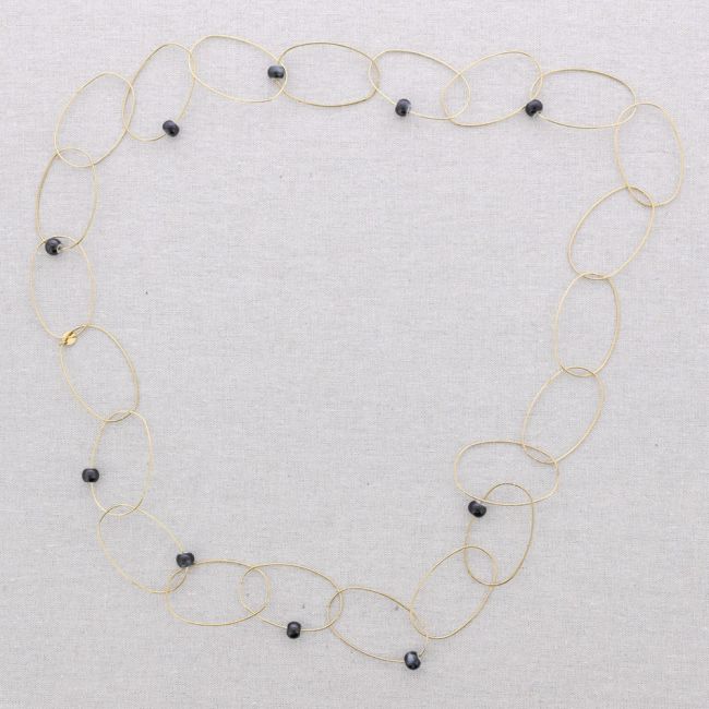 COLLAR LARGO ACERO ESLABONES CERÁMICA