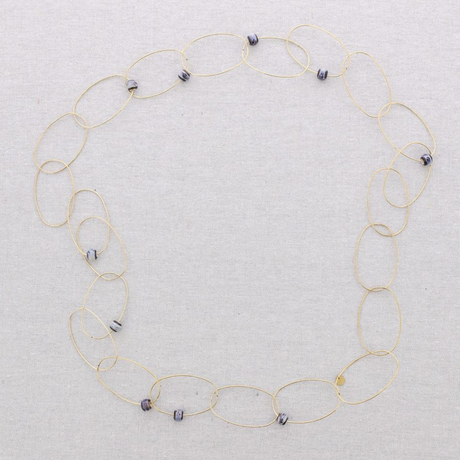 COLLAR LARGO ACERO ESLABONES CERÁMICA