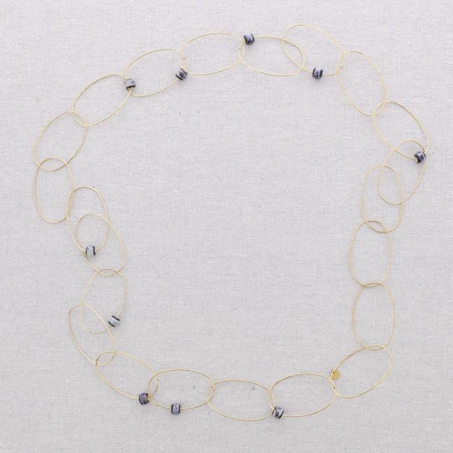 COLLAR LARGO ACERO ESLABONES CERÁMICA