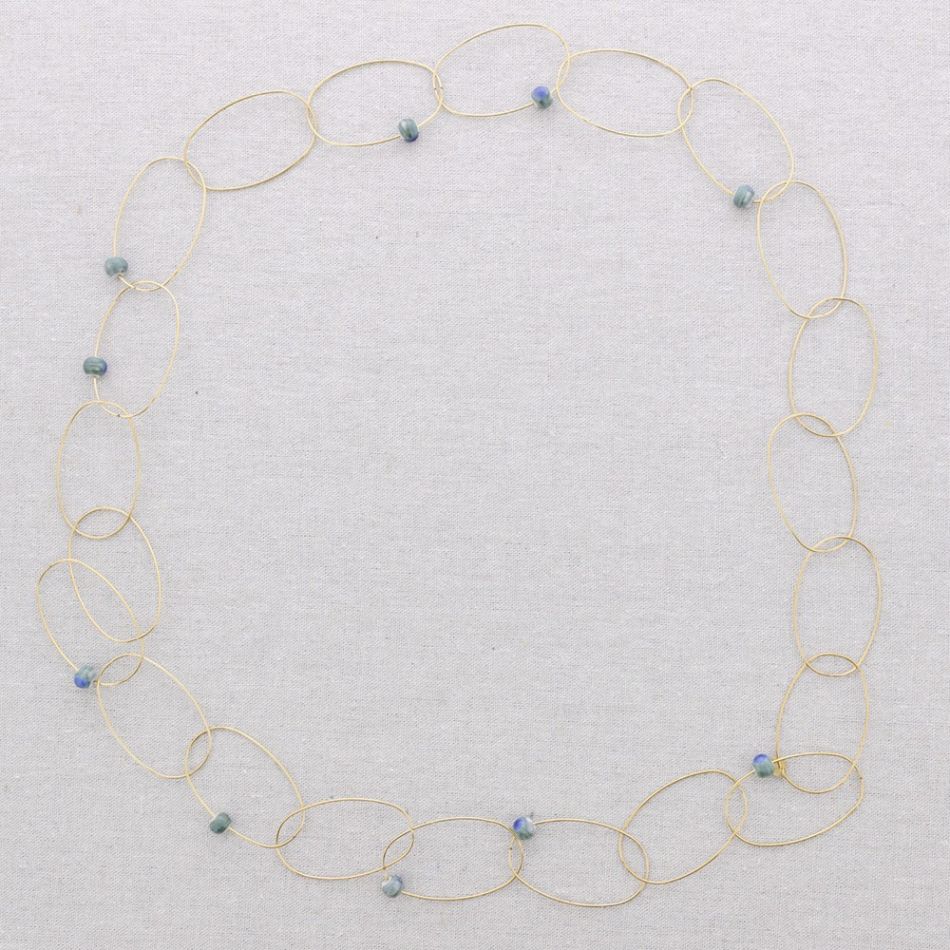 COLLAR LARGO ACERO ESLABONES CERÁMICA