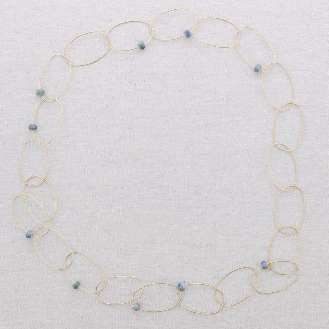 COLLAR LARGO ACERO ESLABONES CERÁMICA
