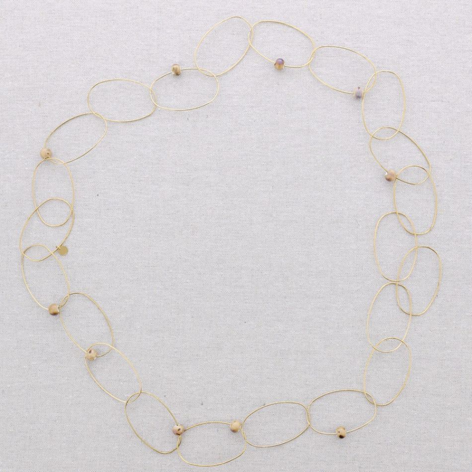 COLLAR LARGO ACERO ESLABONES CERÁMICA