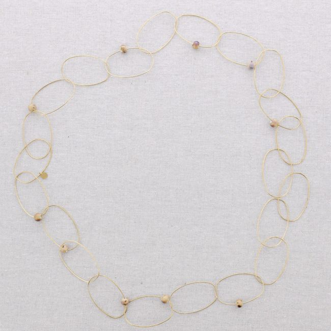 COLLAR LARGO ACERO ESLABONES CERÁMICA