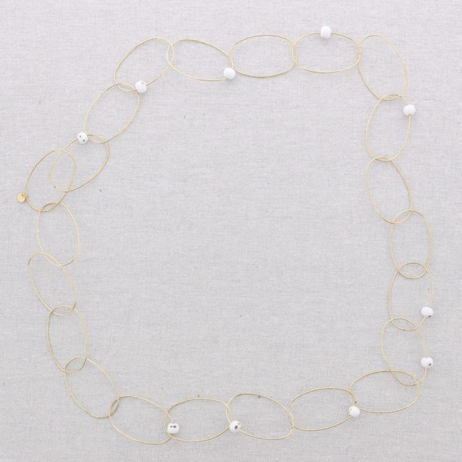 COLLAR LARGO ACERO ESLABONES CERÁMICA