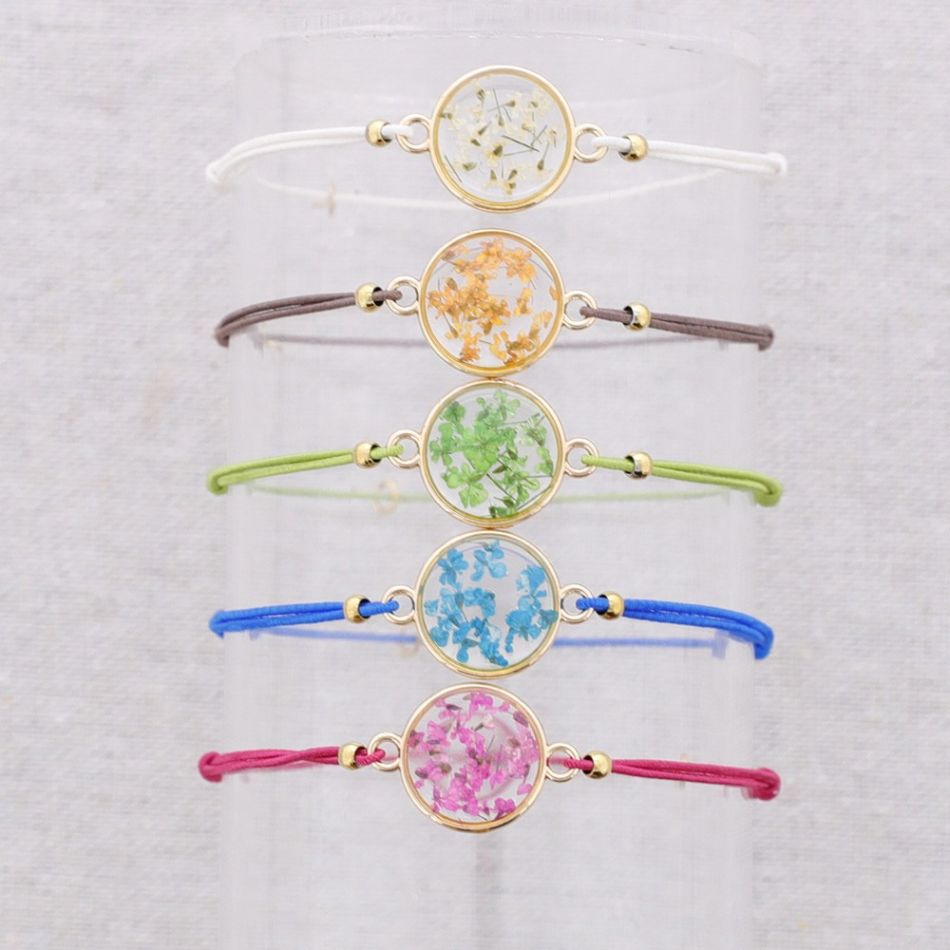 PULSERA ELÁSTICA ACERO FLOR SECA