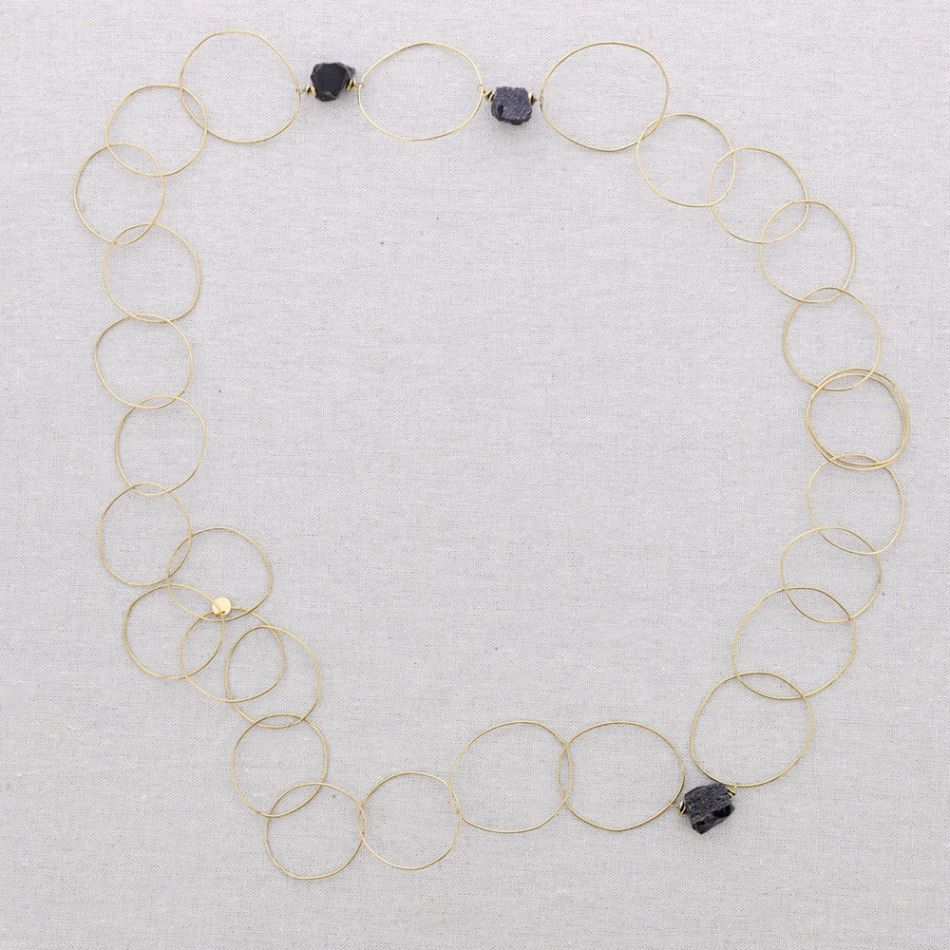 COLLAR LARGO ACERO ESLABONES PIEDRAS