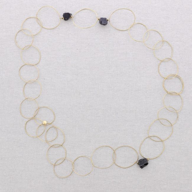 COLLAR LARGO ACERO ESLABONES PIEDRAS