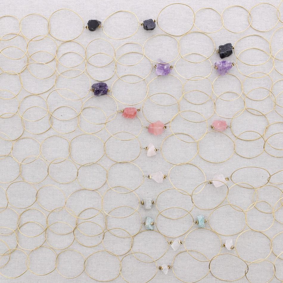 COLLAR LARGO ACERO ESLABONES PIEDRAS