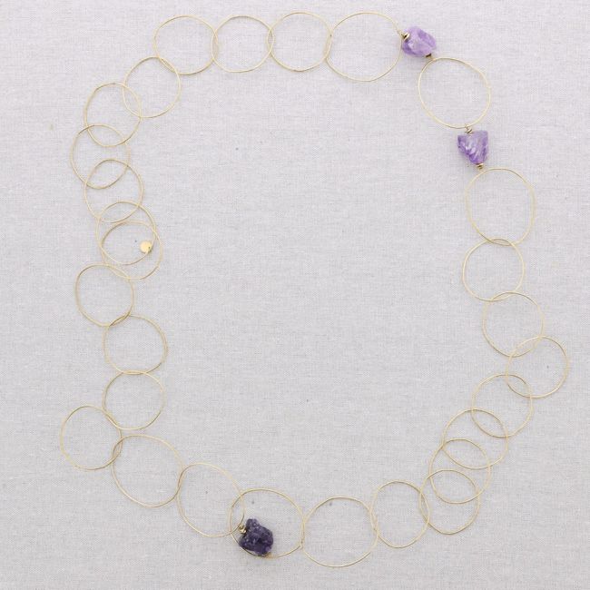COLLAR LARGO ACERO ESLABONES PIEDRAS