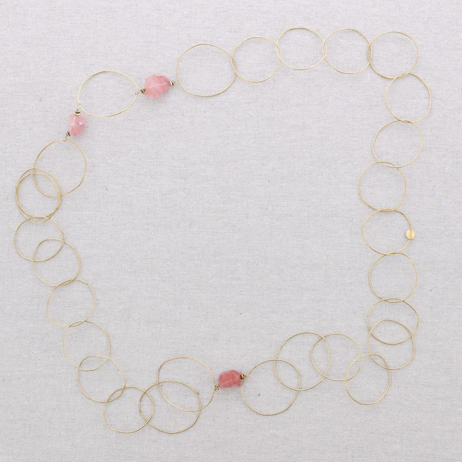 COLLAR LARGO ACERO ESLABONES PIEDRAS
