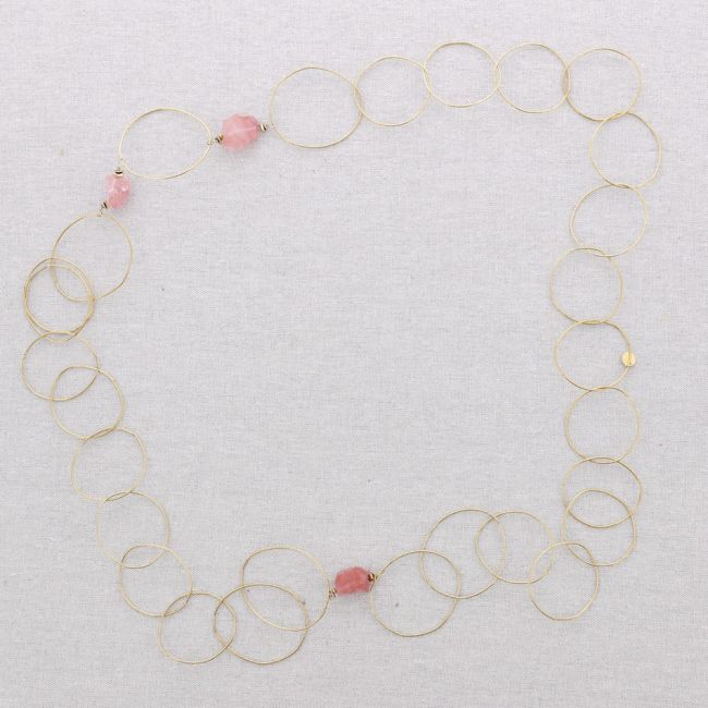 COLLAR LARGO ACERO ESLABONES PIEDRAS
